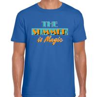 Toppers verkleed T-shirt heren - The summer is Magic - blauw - Miami Vice - Tropische feestkleding