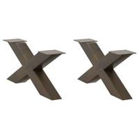 Salontafelpoten 2 st X-vormig 70x(30-31) cm staal naturel