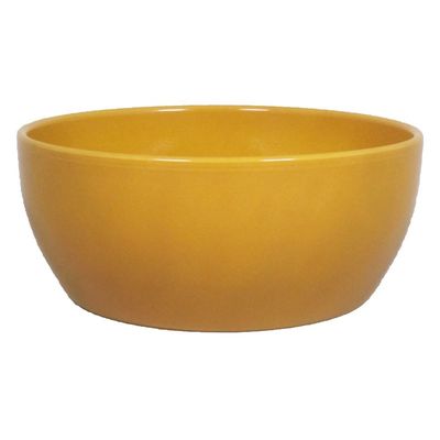 Bloempot schaal - glanzend - oker geel - keramiek - voor kamerplant - H9.5 x D22.5 cm