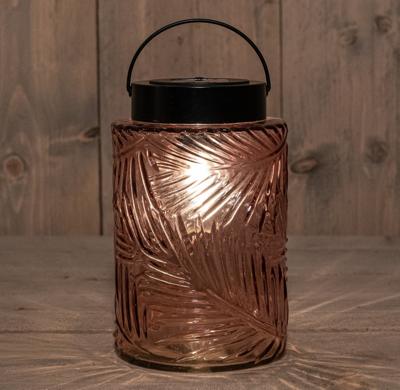 Solar Glazen Lamp Retro Roze - Annas collection