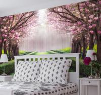 Fotobehang bos roze Fotobehang bos roze