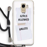 No Girls Allowed Unless: Samsung Galaxy J6 (2018) Transparant Hoesje met koord