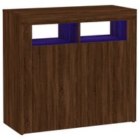 The Living Store Dressoir - LED-verlichting - Bewerkt hout - Afmetingen- 80 x 35 x 75 cm - Bruineiken kleur