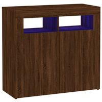 The Living Store Dressoir - LED-verlichting - Bewerkt hout - Afmetingen- 80 x 35 x 75 cm - Bruineiken kleur - thumbnail