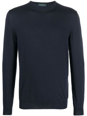 Zanone pull en laine mélangée à col rond - Bleu