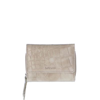 LouLou Essentiels Vintage Croco Silver Wallet Small Taupe