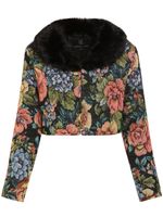 Unreal Fur veste crop Monarch à fleurs - Vert