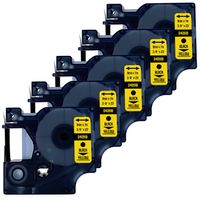 DULA Dymo D1 40918 - S0720730 - Compatible label tape - 5 lettertapes - Zwart op geel - 9mm x 7m - thumbnail
