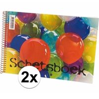 2x Tekeningen/tekenpapier boek wit A4   -