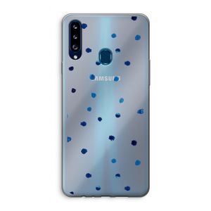 Blauwe stippen: Samsung Galaxy A20s Transparant Hoesje