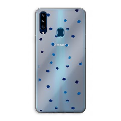 Blauwe stippen: Samsung Galaxy A20s Transparant Hoesje