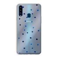Blauwe stippen: Samsung Galaxy A20s Transparant Hoesje