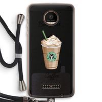But first coffee: Motorola Moto Z Force Transparant Hoesje met koord