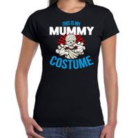 Mummy costume halloween verkleed t-shirt zwart voor dames - thumbnail