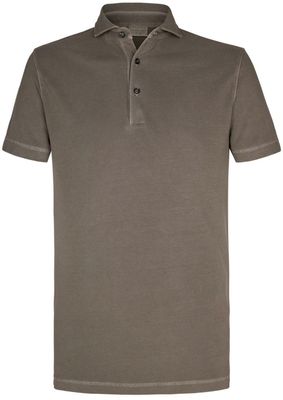 Profuomo Heren Polo Bruin Garment Dyed Slim Fit