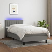 Boxspring met matras en LED stof donkergrijs 90x190 cm