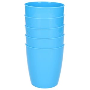 5x drinkbekers van kunststof 300 ml in het blauw