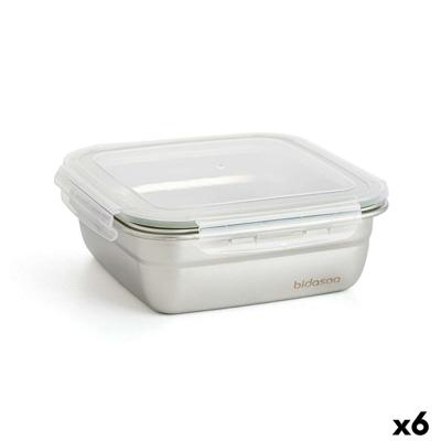 Hermetische Lunchtrommel Bidasoa Theo 18,3,5 x 18,3 x 6,8 cm Zilverkleurig 1,2 L Metaal