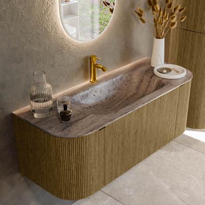 Badmeubel Mondiaz Kurve-Dlux | 120 cm | Meubelkleur Dusk | Wastafelkleur Oza | Solid surface | Wasbak midden spoelbak | 1 kraangat