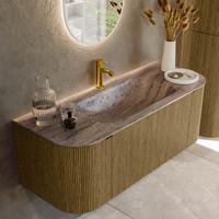 Badmeubel Mondiaz Kurve-Dlux | 120 cm | Meubelkleur Dusk | Wastafelkleur Oza | Solid surface | Wasbak midden spoelbak | 1 kraangat