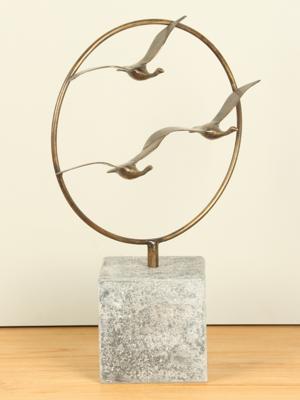 3 ganzen in cirkel, brons