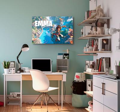 Vallend in lucht videospel personage canvas
