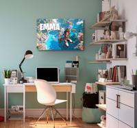 Vallend in lucht videospel personage canvas