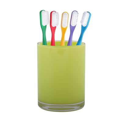 Home & Styling badkamer bekers - tandenborstelhouder - Troyes - kunststof - lime - 7 x 9 cm
