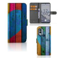 Nokia X30 | Book Style Case | Wood Heart - Cadeau voor je Vriend