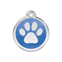 Paw Print Navy glitter hondenpenning medium/gemiddeld dia. 3 cm - Reddingo