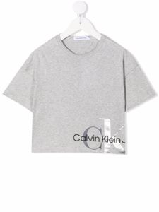 Calvin Klein Kids t-shirt crop en coton biologique - Gris