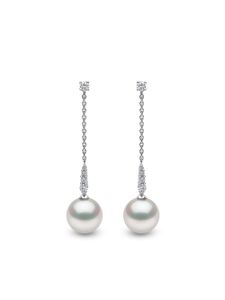 Yoko London boucles d'oreilles Trend en or blanc 18ct ornées de diamants et perles - Argent