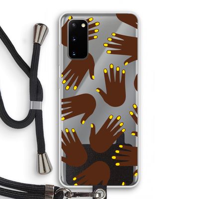 Hands dark: Samsung Galaxy S20 Transparant Hoesje met koord