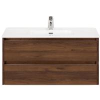 Dante Badmeubelset 100 cm - Walnoot - Keramische Wastafel Wit Cover