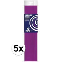 5x Crepe papier aubergine paars 250 x 50 cm knutsel materiaal