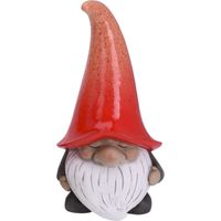 Tuinkabouter beeld Grumpy - Polystone - met grote muts rood - 32 cm Tuinkabouter beeld Grumpy - Polystone - met grote muts rood - 32 cm