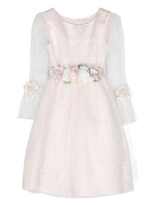 Monnalisa robe en tulle à fleurs appliquées - Rose