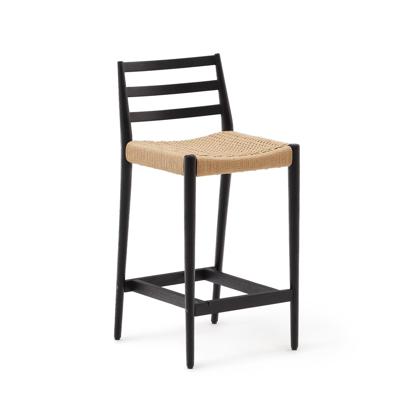 Kave Home Barkruk 'Analy' Eiken, kleur Zwart (zithoogte 70cm)