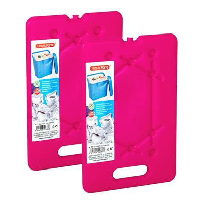 Platte dunne Koelelementen 800 gram - 2x - 30 x 20 x 1.5 cm - roze - Voor koelbox en koeltas