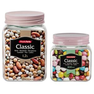 Forte Plastics - Pakket van 6x kunststof keuken voorraadpotten/weckpotten oud roze