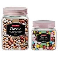 Forte Plastics - Pakket van 6x kunststof keuken voorraadpotten/weckpotten oud roze Forte Plastics - Pakket van 6x kunststof keuken voorraadpotten/weckpotten oud roze