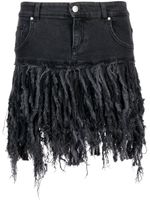 Blumarine jupe courte en jean à franges - Gris