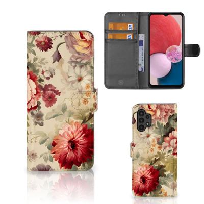 Hoesje voor Samsung Galaxy A13 (4G) Bloemen | Portemonnee hoesje