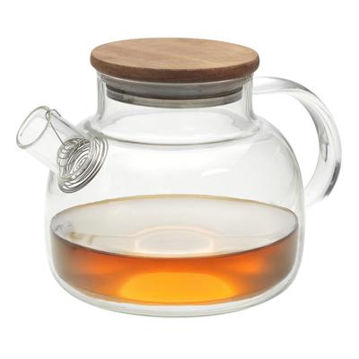 Home deco factory theepot - acacia hout - glas - 900 ml - keuken