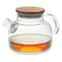 Home deco factory theepot - acacia hout - glas - 900 ml - keuken