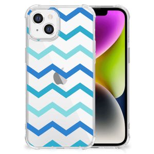 iPhone 14 Doorzichtige Silicone Hoesje Zigzag Blauw