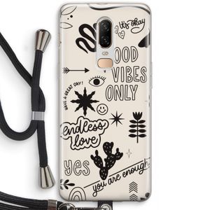 Good vibes: OnePlus 6 Transparant Hoesje met koord