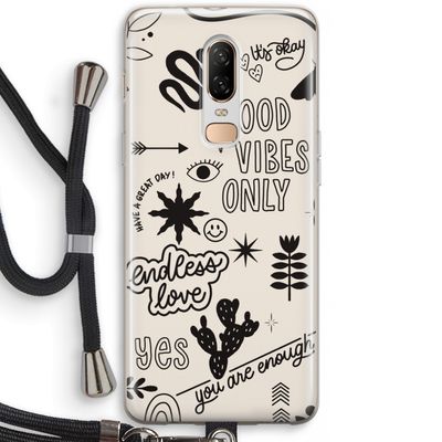 Good vibes: OnePlus 6 Transparant Hoesje met koord