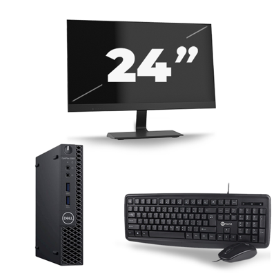 Dell Optiplex 3060 Micro USFF - Intel Core i7-8e Generatie - 16GB RAM - 256GB SSD - Windows 11 + 1x 24 inch Monitor