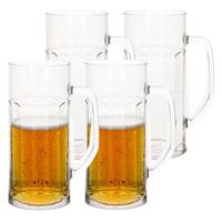 4x stuks onbreekbare bierpul ribbel transparant kunststof 56 cl/560 ml